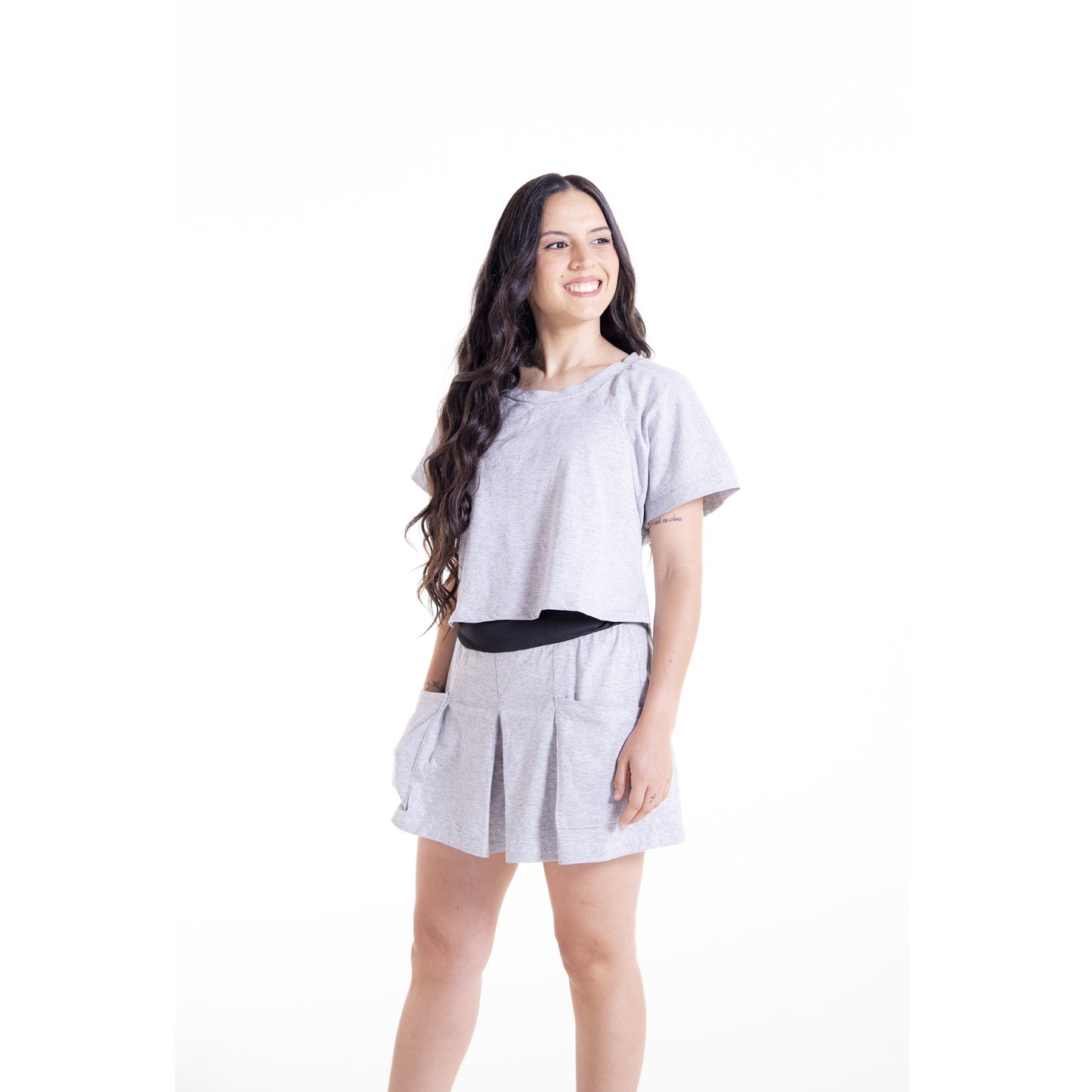 Willow Bloom Set PDF Sewing Pattern – Two Piece Lounge Set – Crop Top and Shorts – Front View
