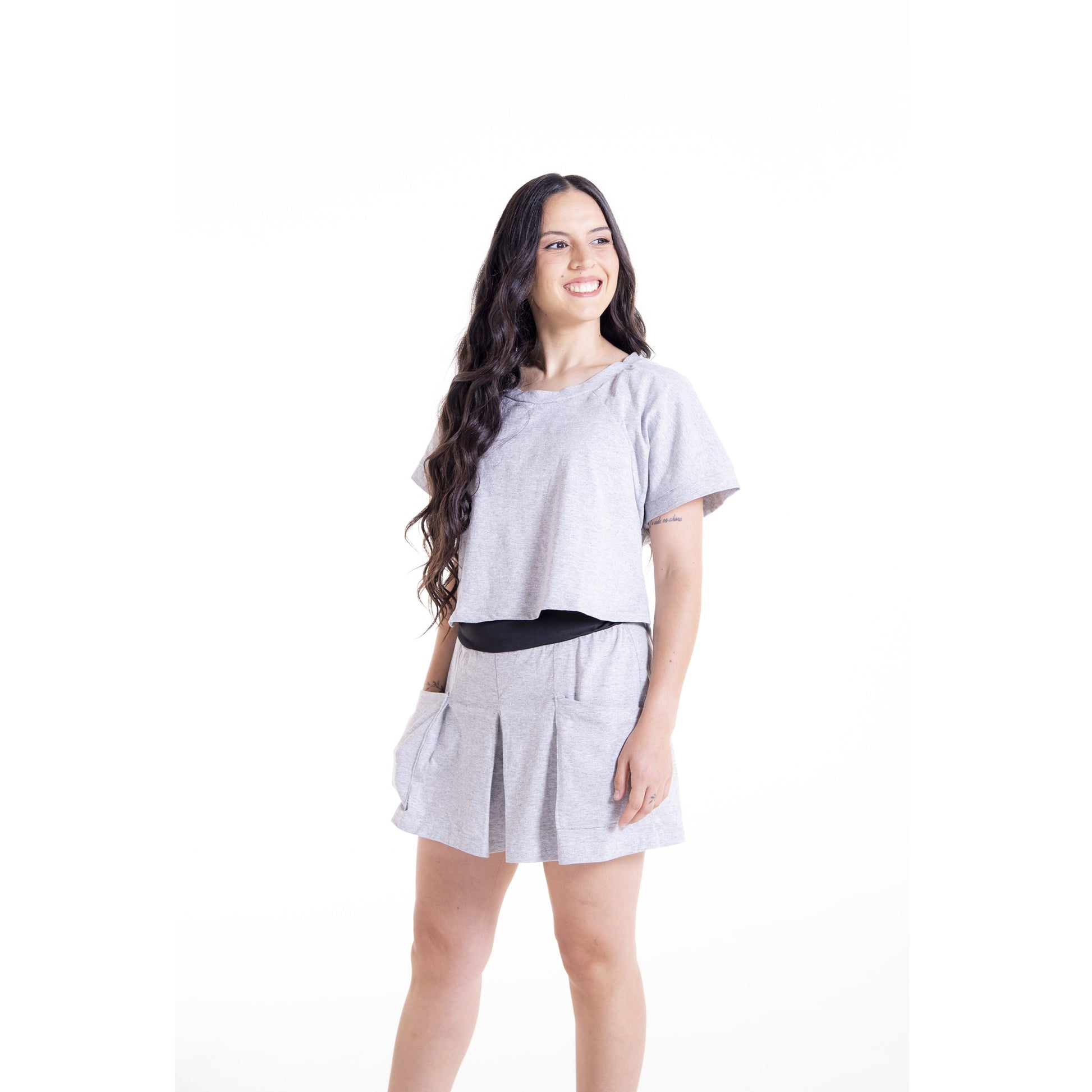 Willow Bloom Set PDF Sewing Pattern – Two Piece Lounge Set – Crop Top and Shorts – Front View