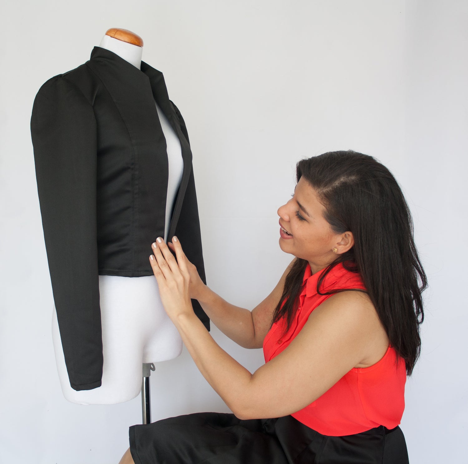 Pattern designer working on black Camellia unlined jacket - my journey from play to profession at The Bobbin Bloom