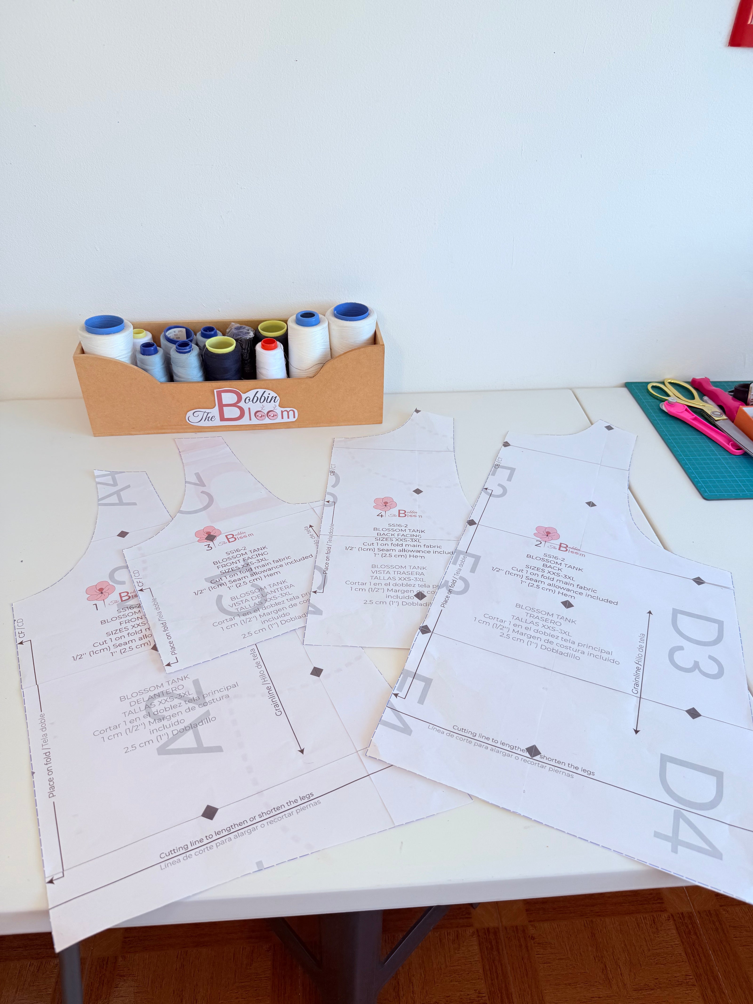 Sewing pattern pieces and testing materials - perfect and refine process at The Bobbin Bloom