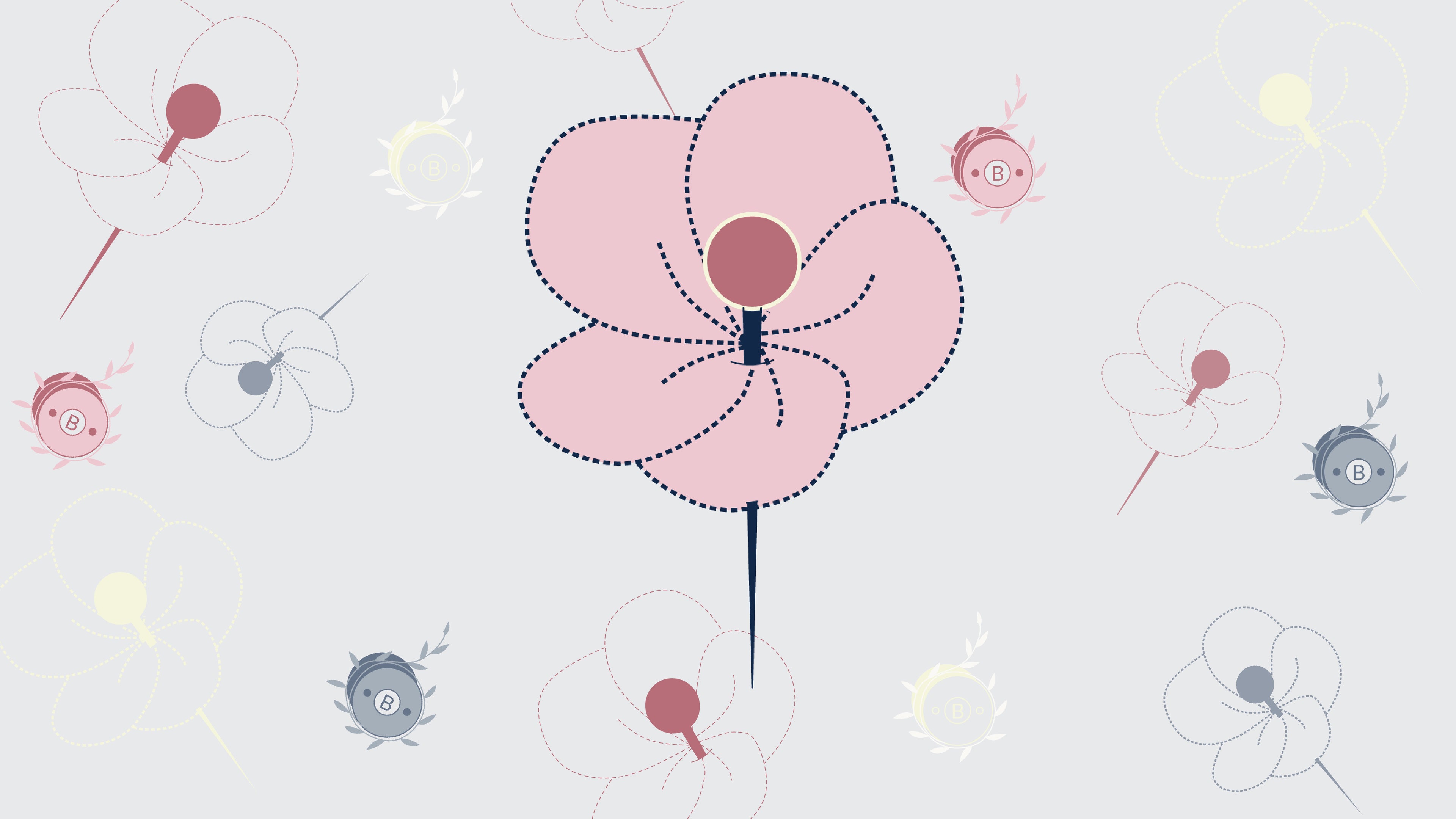 Help and support page banner with flower pattern background - The Bobbin Bloom branding