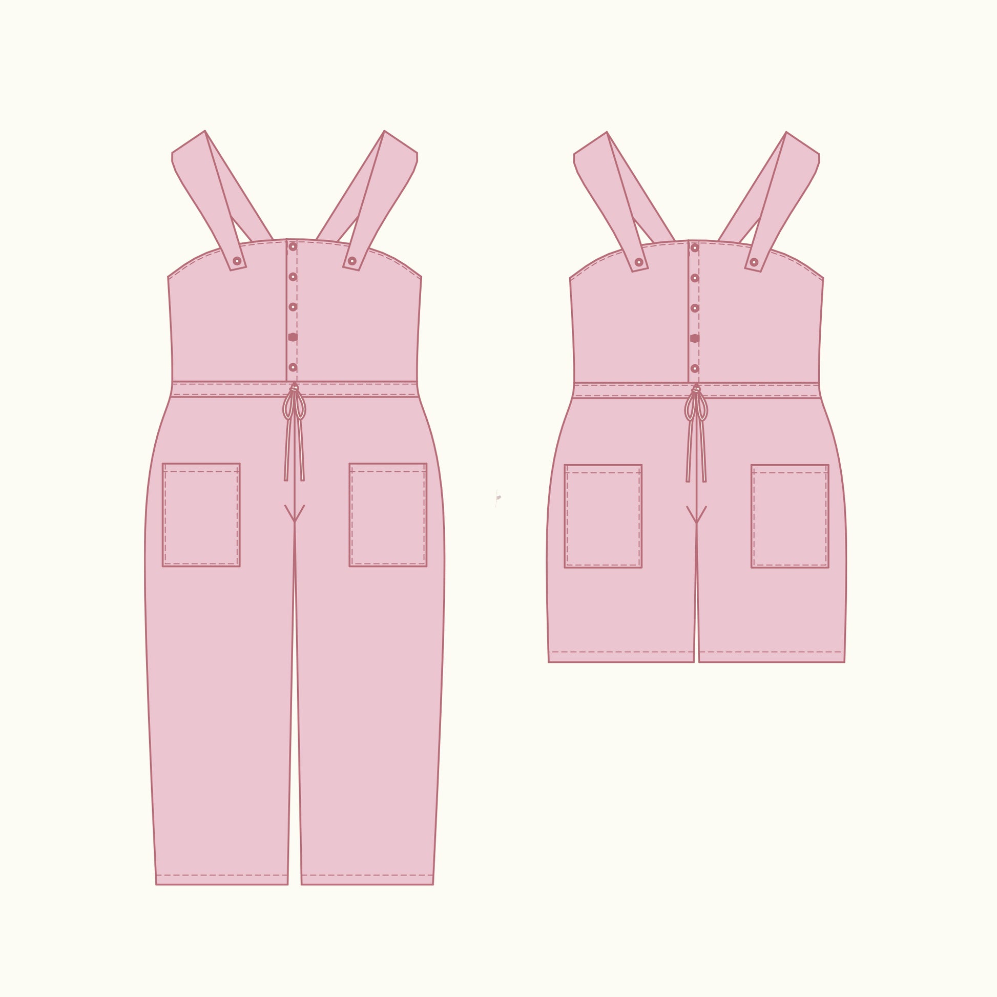 Juniper overall technical illustration and flat sketches - front and back view