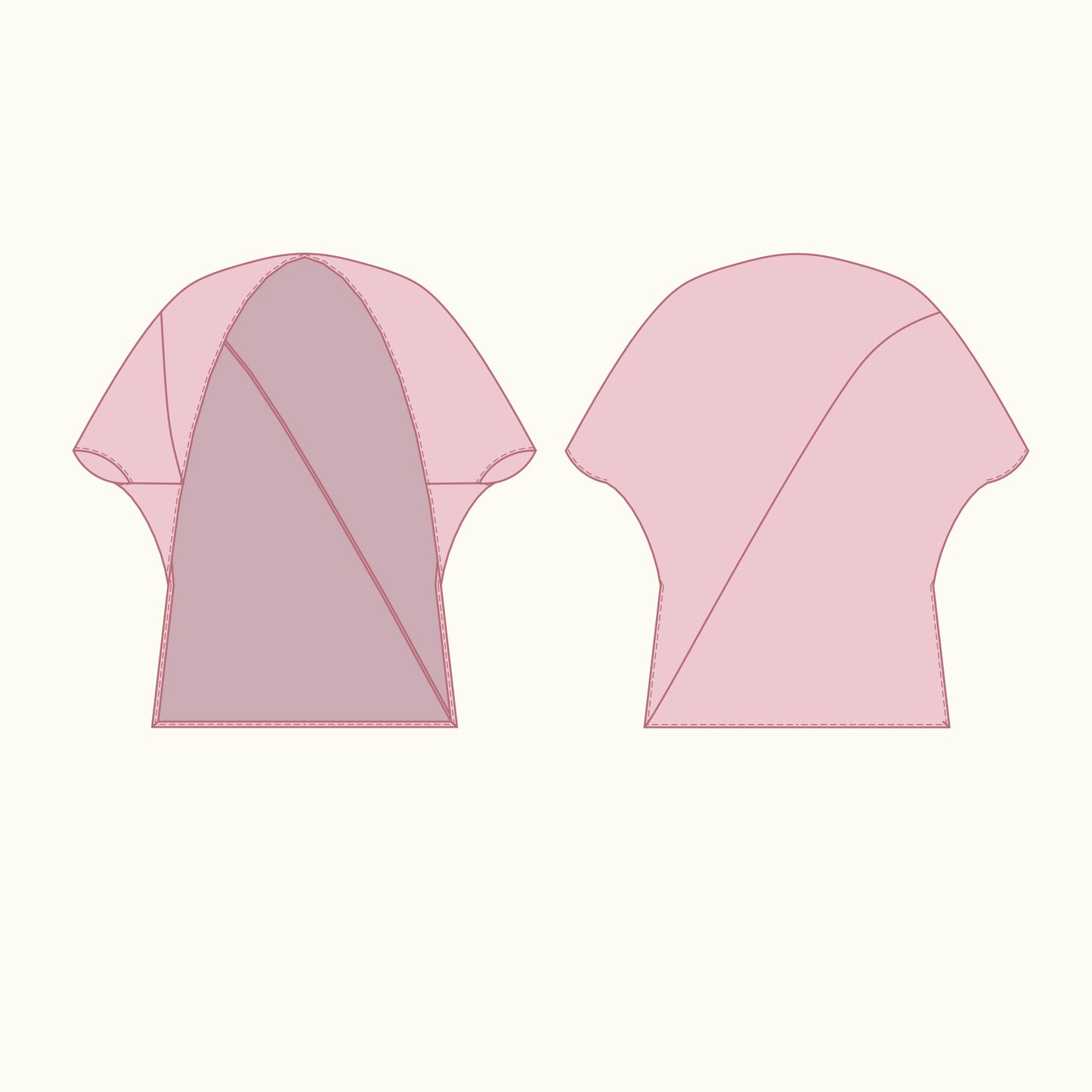 Peony Kimono Sewing Pattern – Flat Sketches – Crop and Regular Length Options – Sizes XXS to 5XL